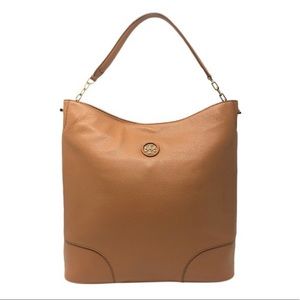 Tory Burch whipstitch pebble leather hobo
